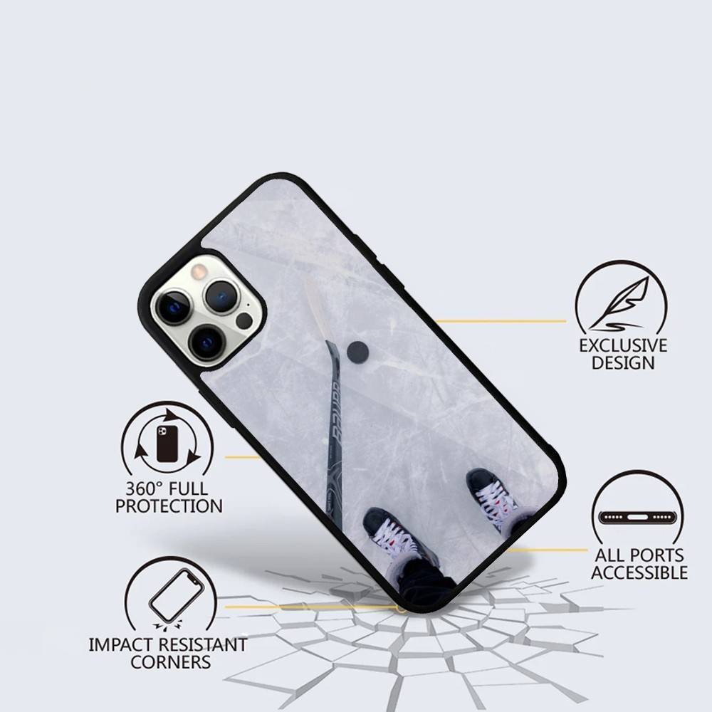 Ice Hockey Rink Puck Phone Case For iPhone 16,15,14,13,12,11,Plus,Pro,Max Mini Magsafe Magnetic Wireless Charging