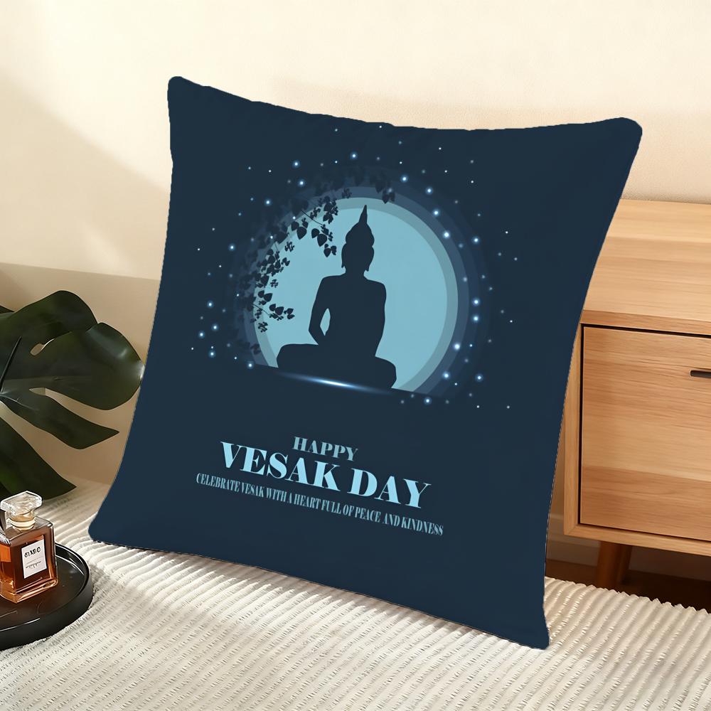 Happy Vesak Cushion Cover Soft Short Plush Pillow Cover Smooth Cozy Texture Aesthetic Cushion Case Home Decor