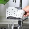Küchenspüle Caddy Schwammhalter Silikon-Kunststoff Seifenhalter Hängender verstellbarer Riemen Wasserhahn Caddy mit Abflusslöchern zum Trocknen