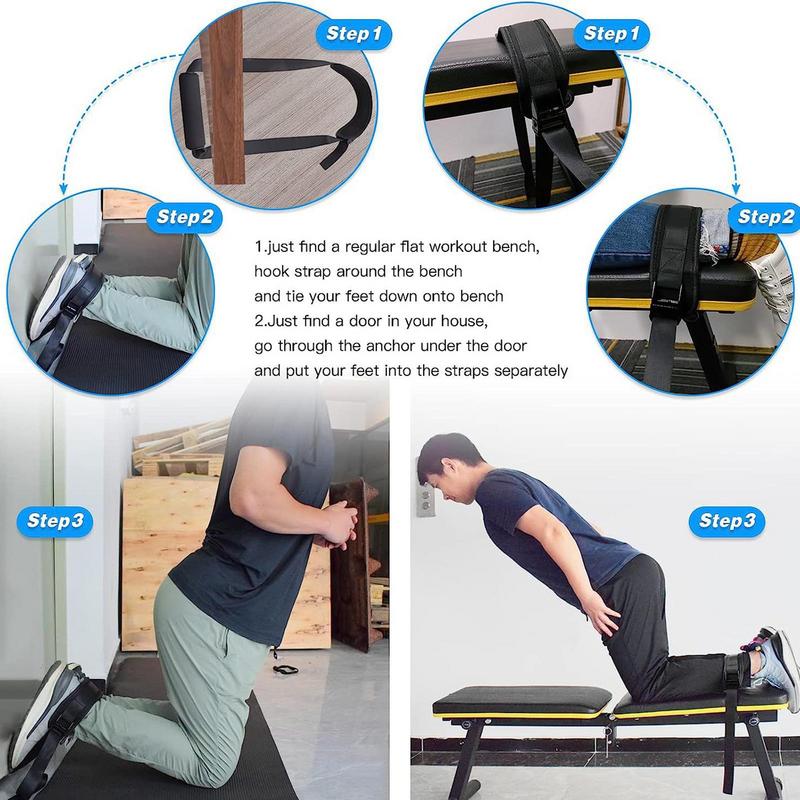 Nordics Hamstring Curl Strap With Neoprene Pad Sit-ups Workout Leg Exercise Assisted Strap Belt Home Gym Fitness Equipment