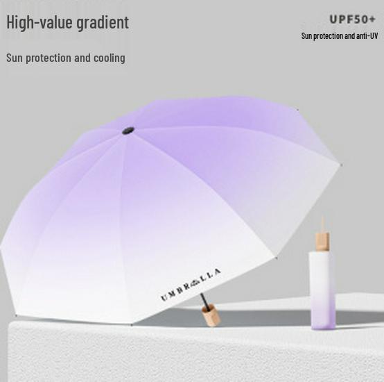 Gradient 8-Rib UV Protection Folding Umbrella - Sun and Rain Ready