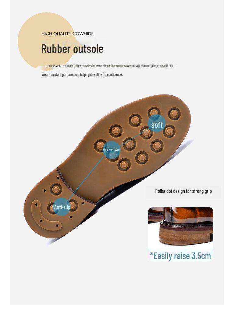 Męskie mokasyny wsuwane VIP z prawdziwej skóry, biznesowo-casualowe, z grubszymi podeszwami z bydlęcej skóry