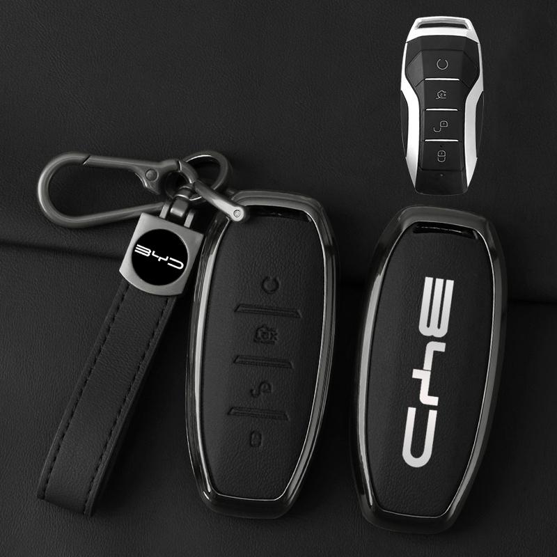 Car Key Fob Case For Byd Atto 3 Han Ev Dolphin Lied Tang Dm Qin Plus Song Pro Max Yuan Car Key Case Zinc Alloy Leather Case