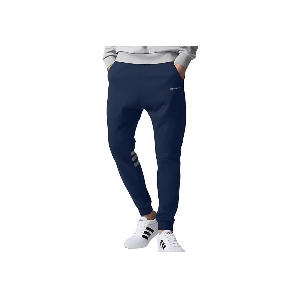 Adidas Neo Logo Print Straight Leg Comfortable Breathable Knitted Sports Pants Unisex Pants Dark-Blue BR8560