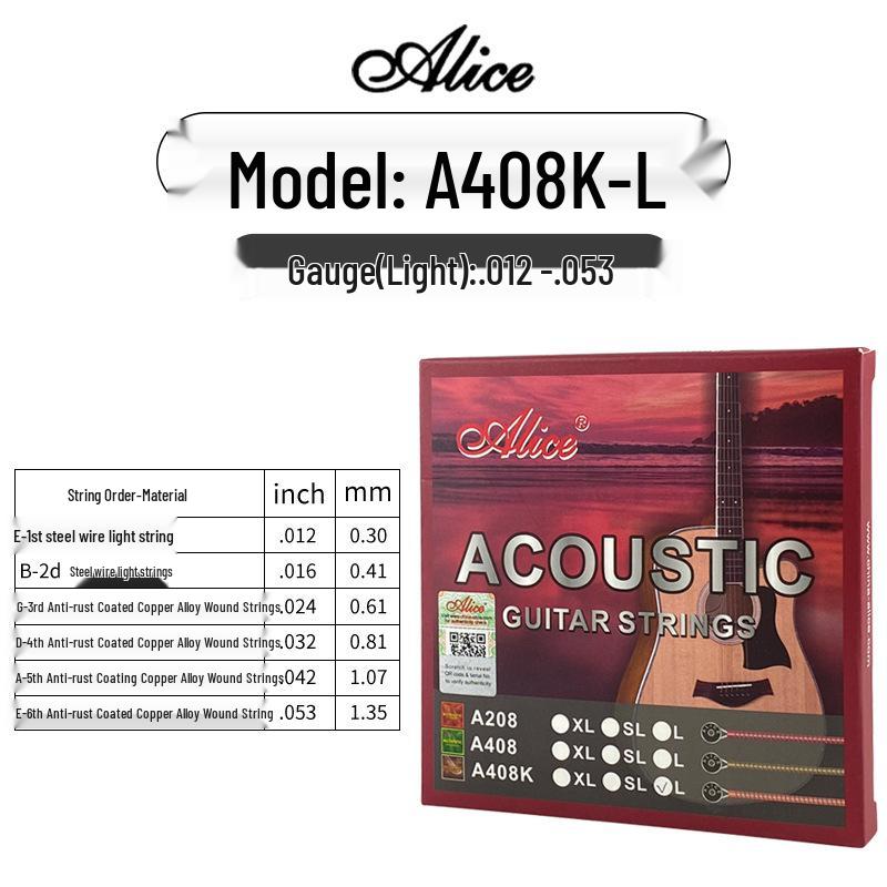 Alice Children's Folk Acoustic Guitar Strings Set 011/012 - Beginner Instrument Strings