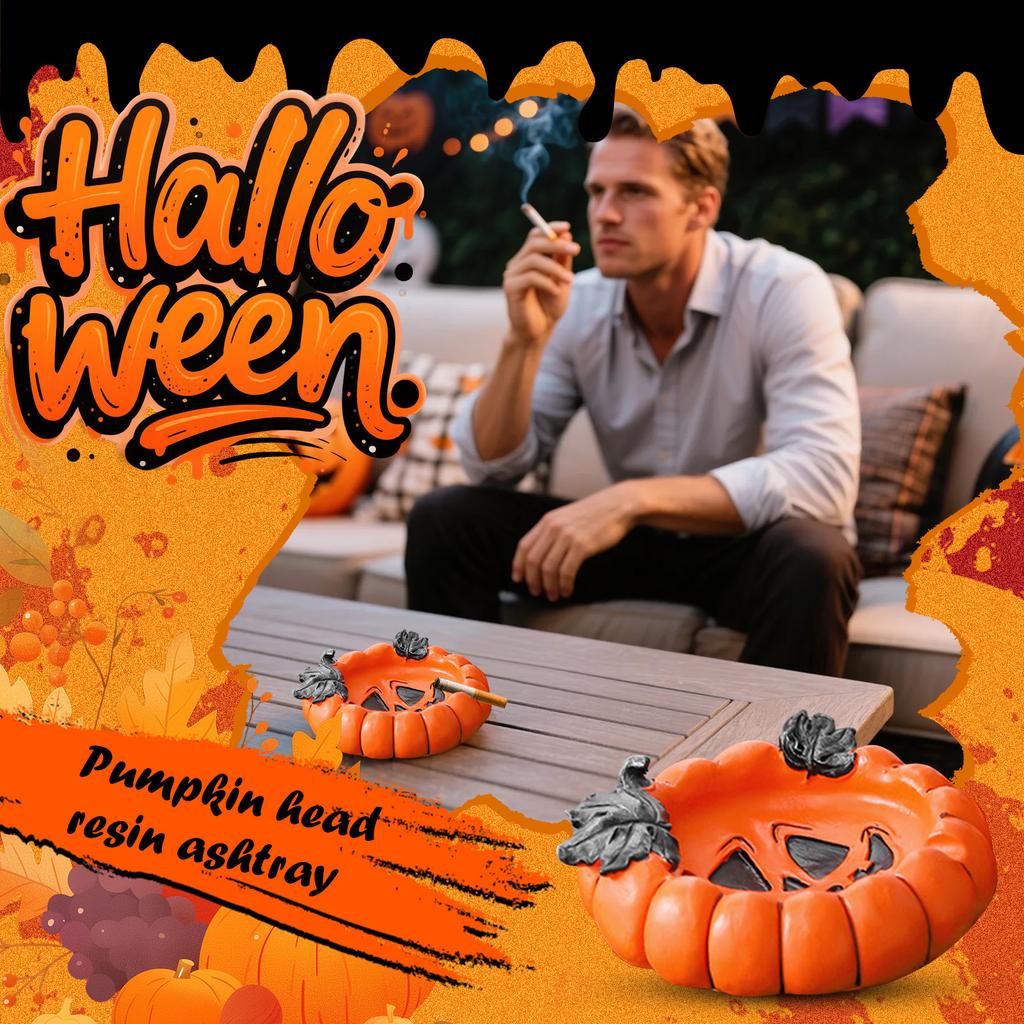 Multi-functional Pumpkin Ashtray For Halloween Decor Creative Resin Ash Tray For Smokers Festive Tabletop Accessory For Use