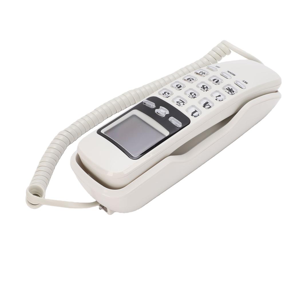 Wall Mountable Basic Corded Telephone Slimline Retro Wall Mounted Landline Telephone with DTMF Support for FSK CID Mini
