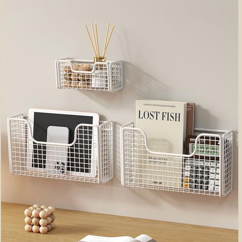 Punch-free Kitchen Cabinet Door Storage Box Iron Rack Wall-mounted Cabinet Plastic Wrap Rack Bathroom Refrigerator Rack Shelf