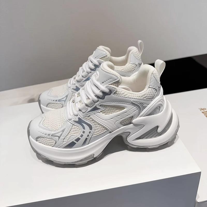 thick-soled silver shoes women's spring and summer new sports and leisure shoes