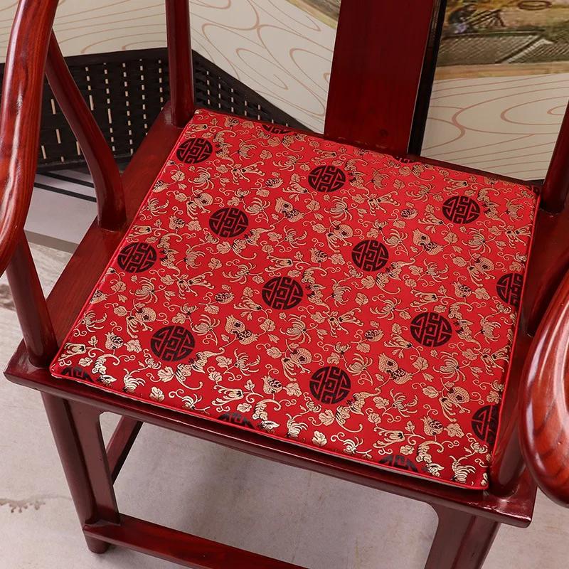 Square Chinese Style Mahogany Sofa Cushion Removable Washable Non-slip Single Seat Cushion Home Chair Pad Soft No Ball No Fading