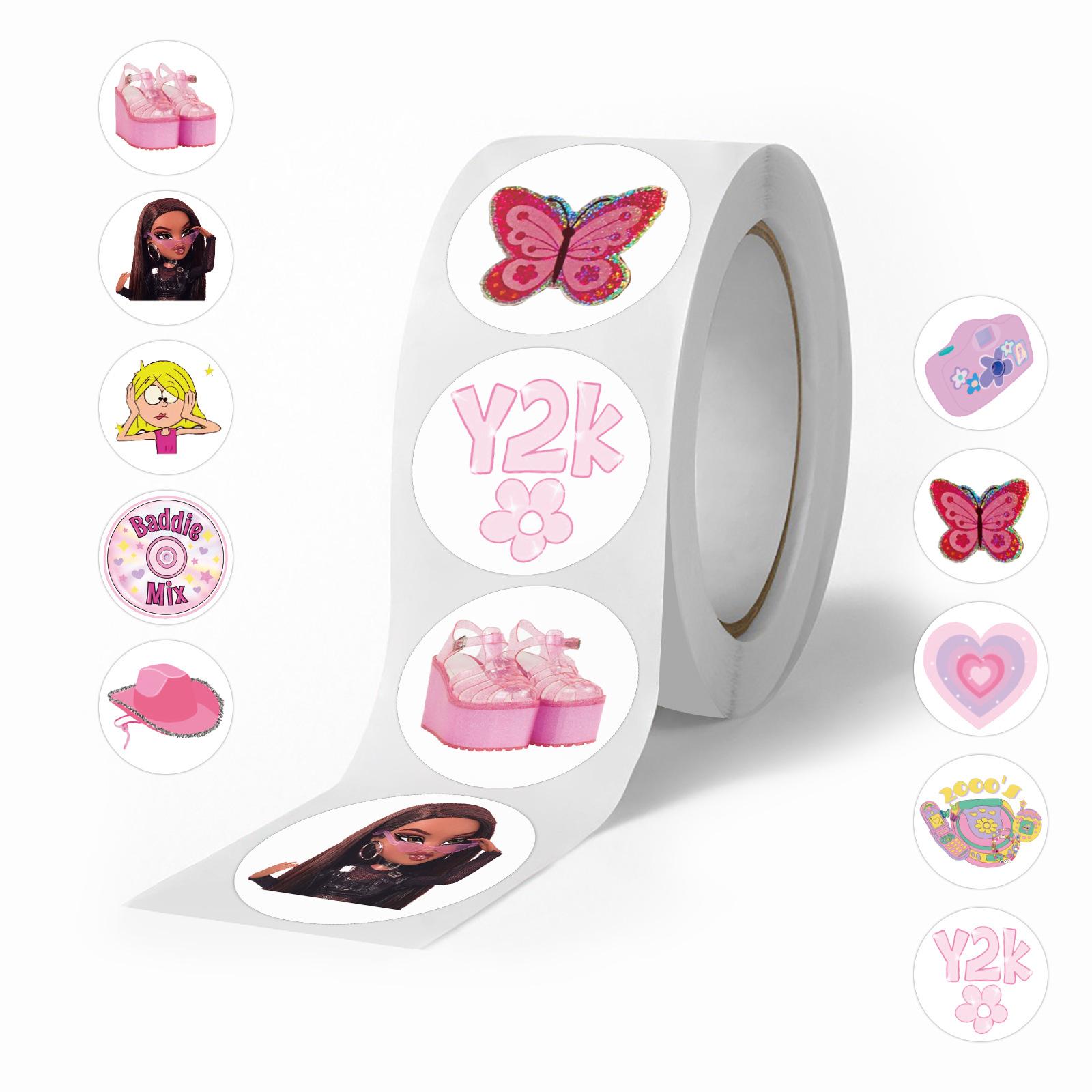 

500 наклеек/рулон Креативная Y2k Розовая Мультяшная Рулонная Бумага Детский Декоративный Скейтборд Блокнот Лента