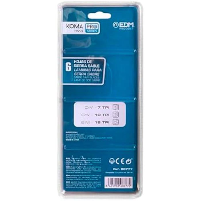 Kit de couteaux de rechange - EDM - KOMA TOOLS PRO - 6 couteaux - Acier de haute qualité - Durable