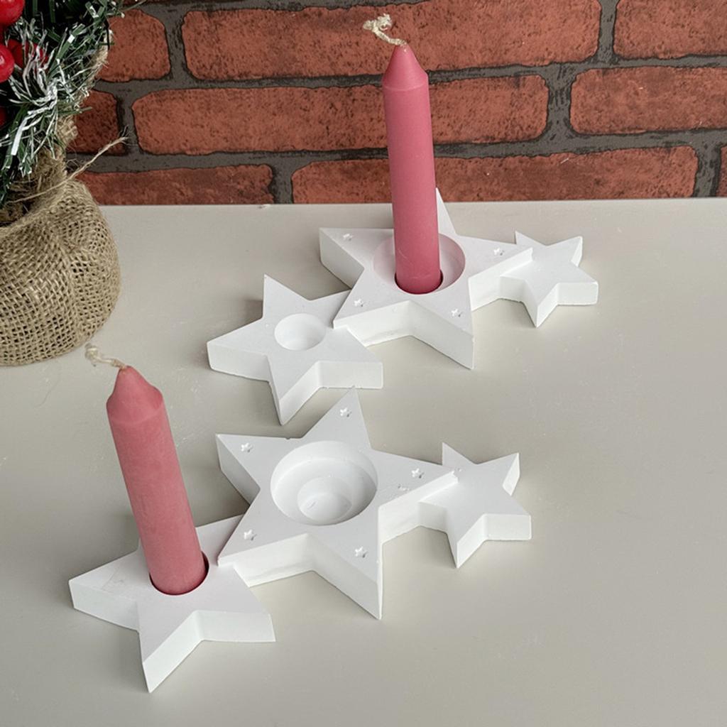 Unique Star Candle Holders Silicone Mold Convenient Silicone Mold For Crafting A Trio Of Interlinked Star Candle Stands