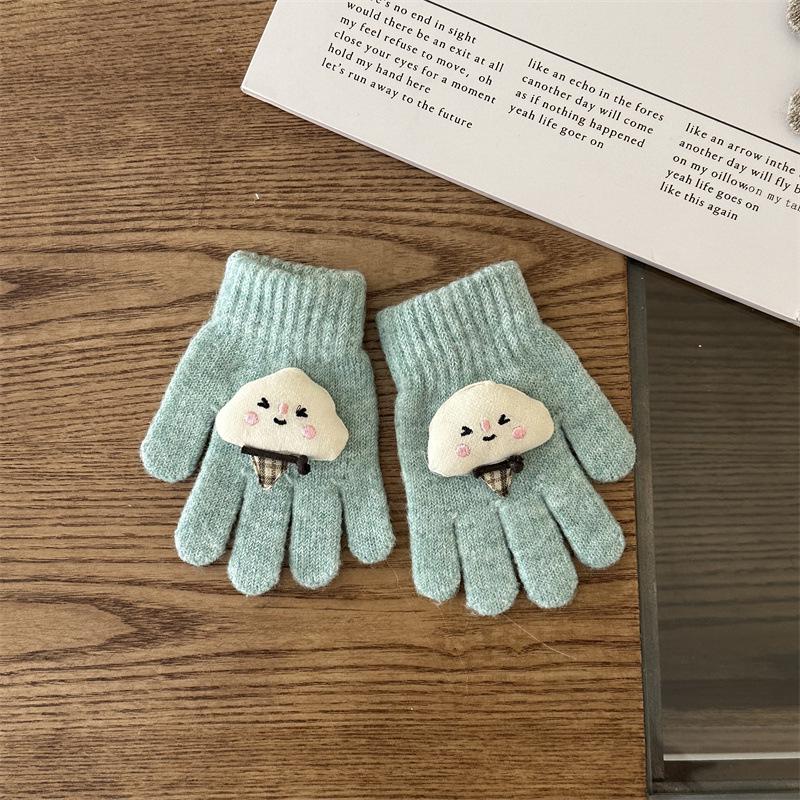 Autumn & Winter Cartoon Fingerless Knit Gloves for Boys & Girls - Warm Lamb Protection.