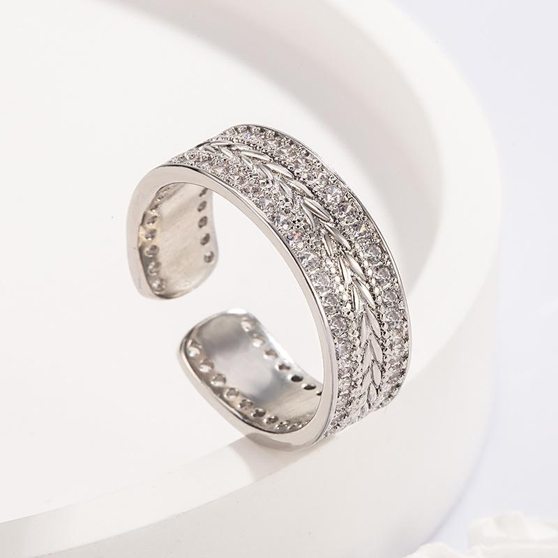 

925 Sterling Silver Jewelry Luxury Wheat Crystal Finger Rings for Women Wedding Party Jewelry for Girls Friend Gift resizable серебряный