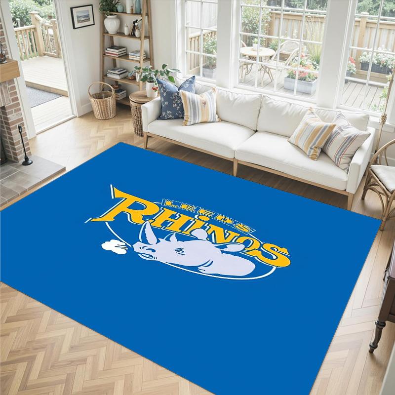 Leeds Rhinos Design Crystal Velvet Carpet Cozy Non?Slip Printed Rug For Bedroom Living Room Entrance
