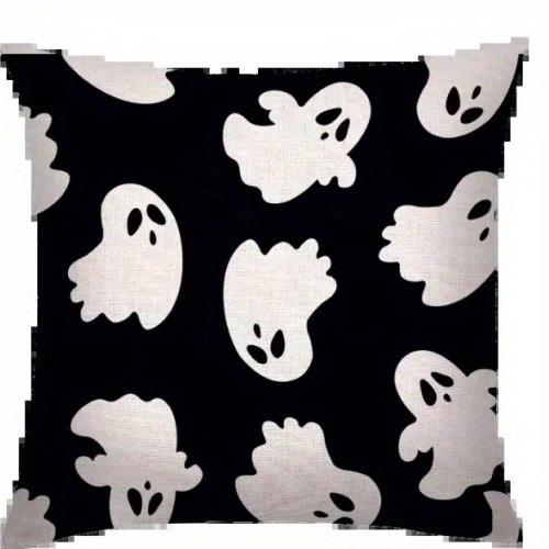 Home Decor Halloween-themed Skull & Ghost Pillow Covers Pattern Cushion Cover Suitable for Sofa Bedroom Car Pillow Cover