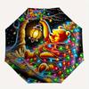 Winnie the Pooh, Christmas lights Automatic Opening and Closing Umbrella, Compact Travel Umbrella, Lightweight and Portable, Suitable for Be