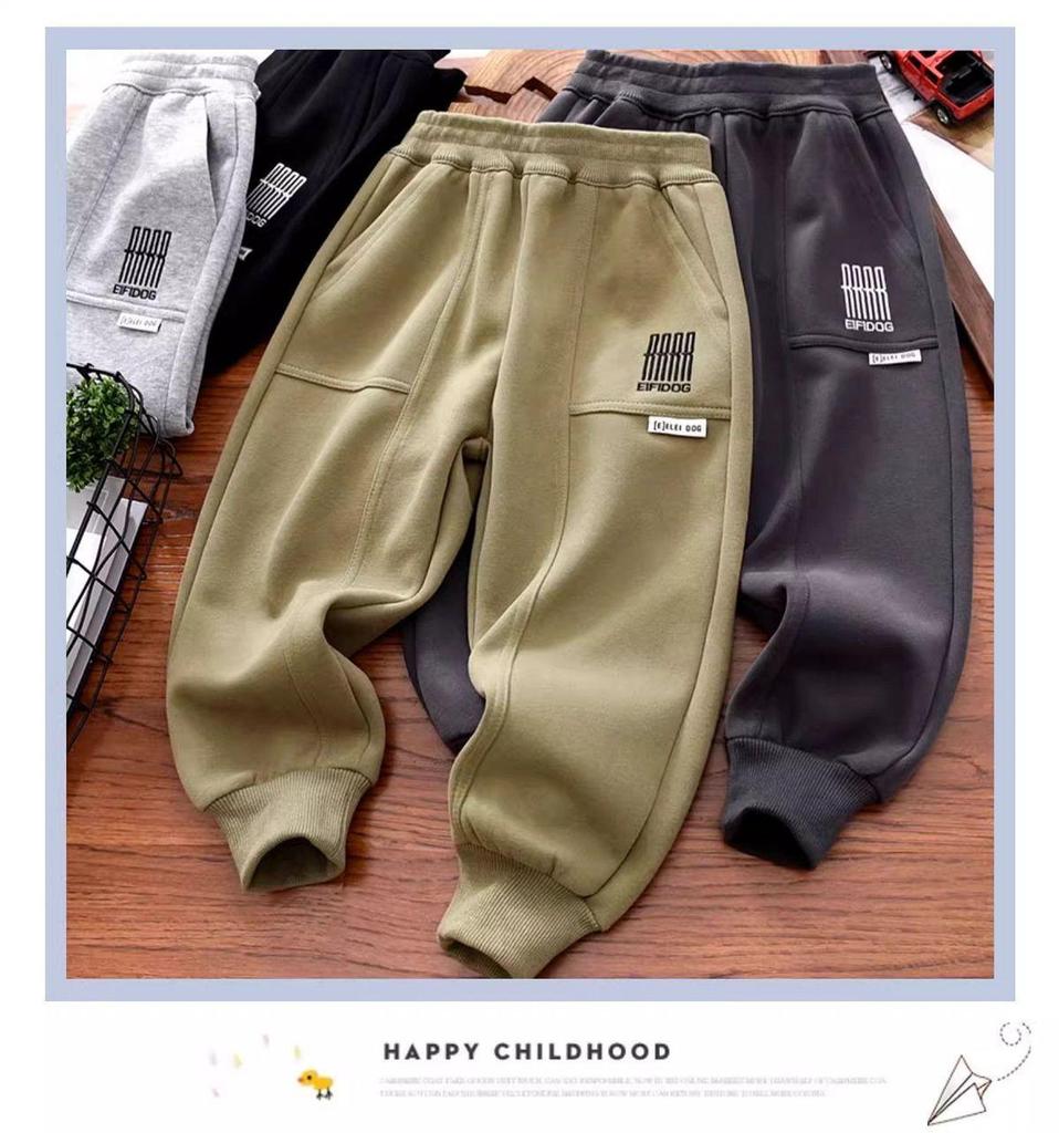 Boys' Plus Velvet Thickened Loose Sweatpants - Autumn/Winter 2025 Fashion