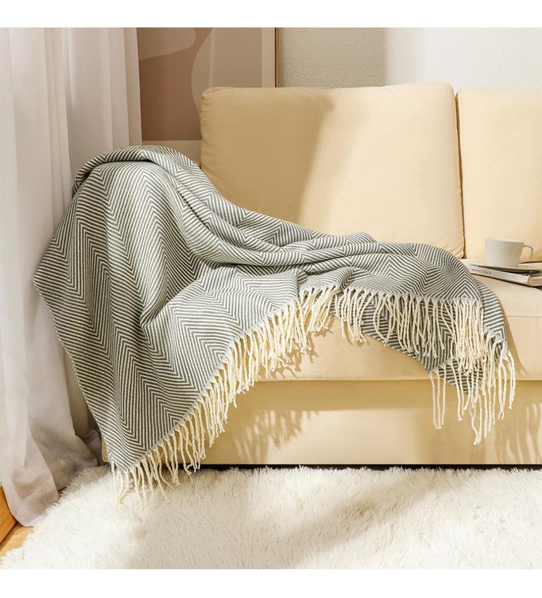 Coperta Multiuso Divano Estiva Fresca Coperta per Condizionatore Morbida Coperta Tessuta per Divano Asciugamano per Fondo Letto Sciarpa Coperta per Riposo in Ufficio