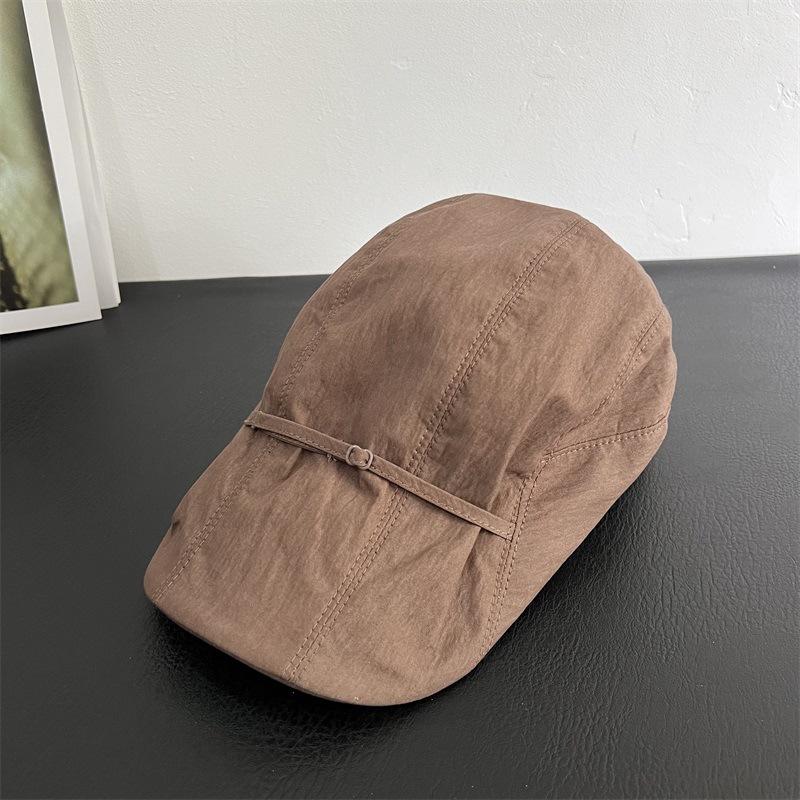 Korean Nylon Quick Dry Front Tie Ascot Cap Women Old Money Vintage Beret Casual UV Protection Sun Visor Hat Spring Summer