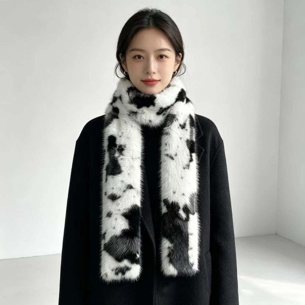 Skin Friendly Winter Faux Fur Scarf Soft Texture Long Fluffy Muffler  Outdoor Skiing