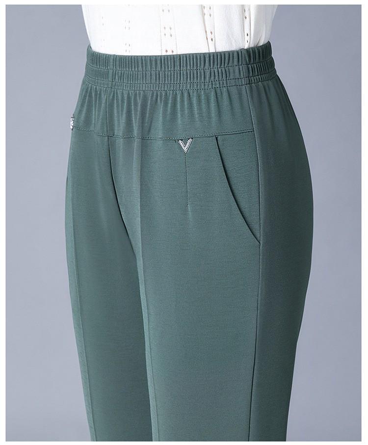 High Waist Elastic Summer Capri Pants for Middle-Aged & Elderly Women