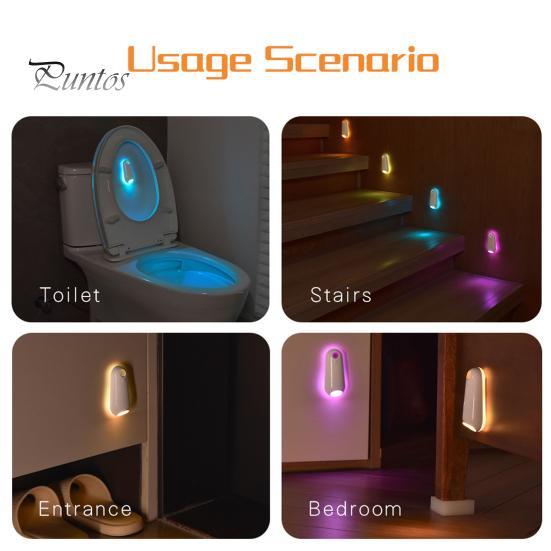 Toilet Night Lamp Colorful Lights USB Rechargeable Waterproof Motion Sensor Activated LED Light Bathroom Accessories