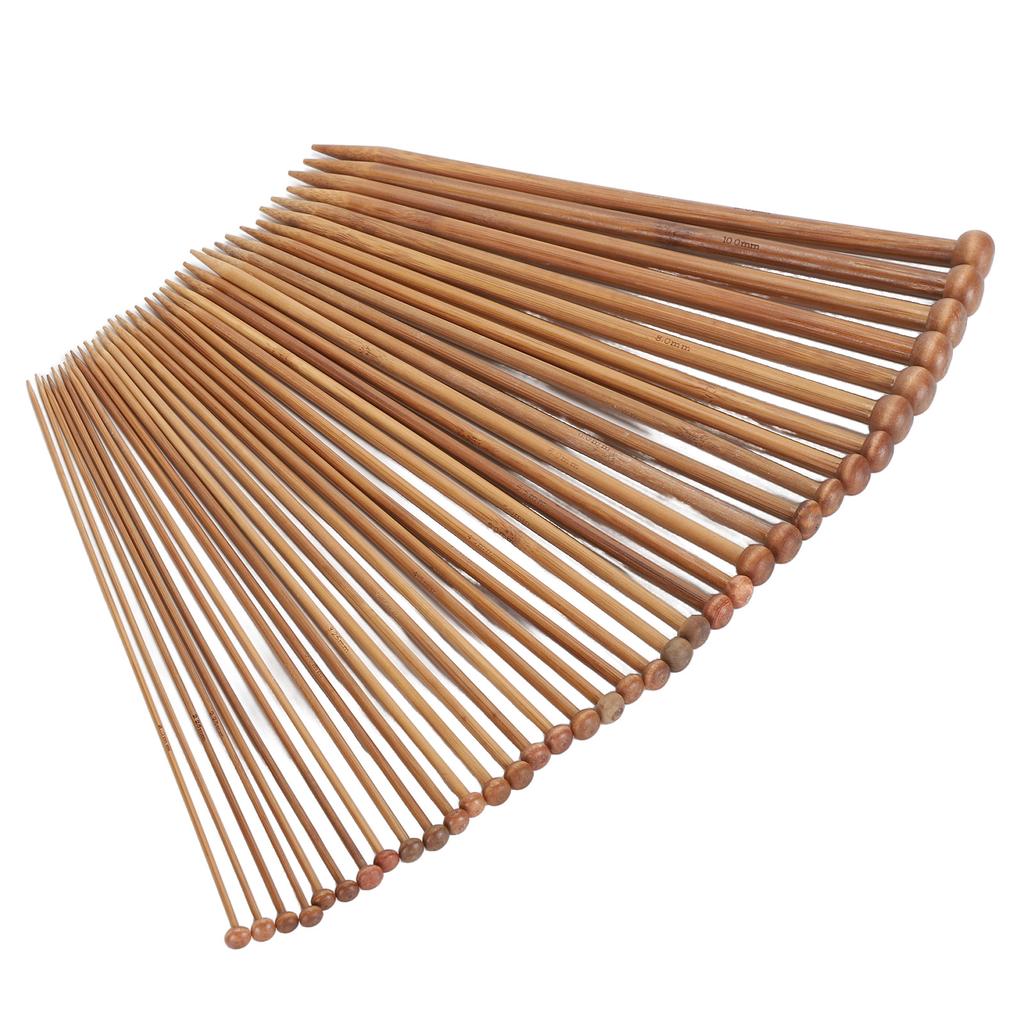 36pcs Bamboo Knitting Needle Straight Single Point Carbonized Knitting Needle for Beginners 9.8in