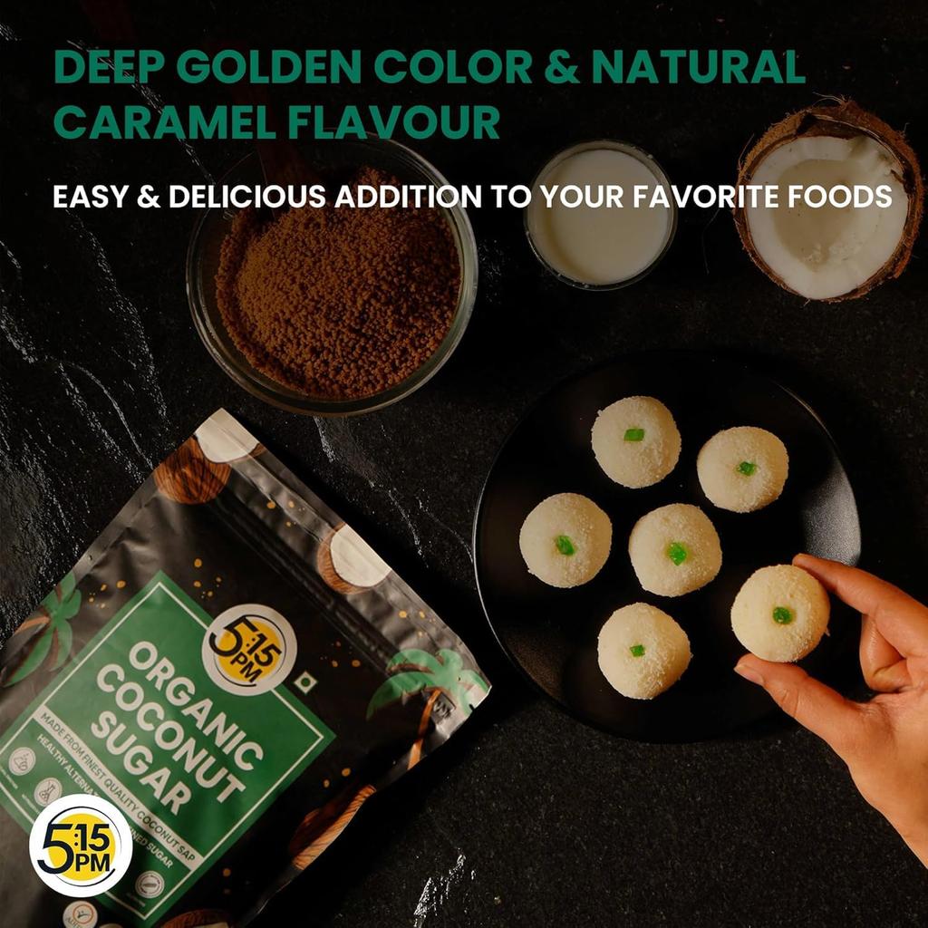 5:15PM Organic Coconut Sugar 500 G X Pack Of 2 Unrefined Natural Sweetener For Baking Cooking Drinks Use