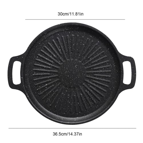 Grill Pan, Yakiniku Plate, Frying Pan, Baking Tray, Outdoor Grill Plate, Yakiniku Frying Pan, Disc-Shaped Frying Pan, 30cm Diameter, Non-Stick, Anti-S
