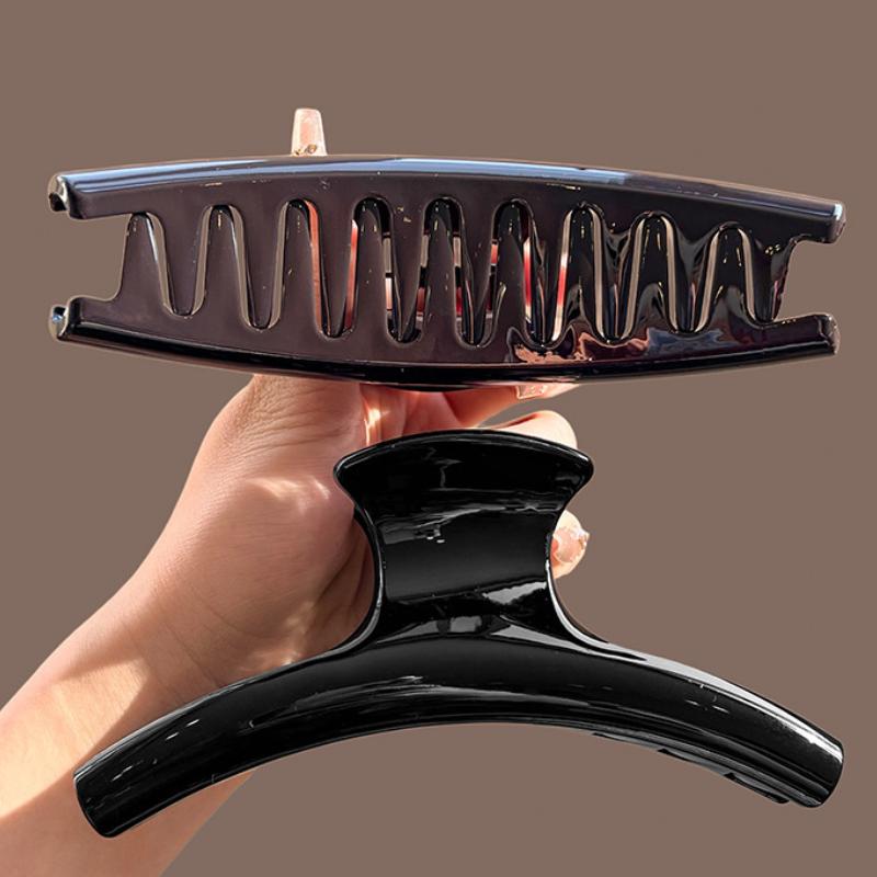 Simple Solid Color Super-Large Arc Hair Claws for Women Girls Temperament Acrylic Hair Shark Clips Head Plate Hair Accessories