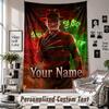 Custom Tapestry Wall Hanging, A Nightmare on Elm Street Freddy Krueger Personalized Name Text Home Wall Decor