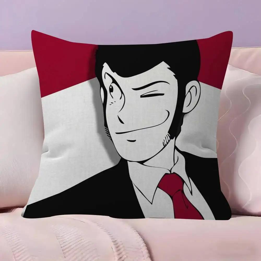 Lupin The Third Anime Double-Sided Printed Pillow Cover Short Plush Suitable Living Rooms Bedrooms Sofas Throw Cushion Cover