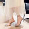 Fashion Rhinestone Bow Sheer Strap Sandals Autumn New Pointed Toe Shallow Mouth Anti-slip Wear-resistant High Heels