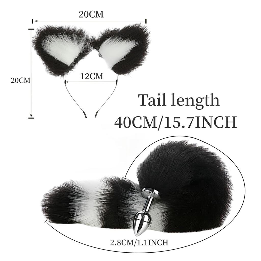 Anal Plug with Tail Fox Mask Metal Anus Bead Butt Sexy Adult Whip Stimulator Sex Toys for Tail Anal Plug Party Cosplay SM Game