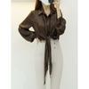 Style Latte Women 2way Scarf Wrap Collar Shirt Blouse