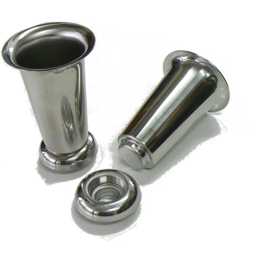 Pair of small stainless steel screw-in flower vases for graveyards (2 pieces)