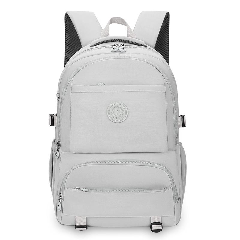 Solid Color Backpack Lightweight Nylon Bag Unisex Travel Backpack Student Schoolbag