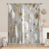 2PCS Elegant Cortinas Gold and White Christmas Ball Christmas Tree Snowman Print Curtains for Bedroom Living Room Decoration