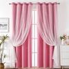 Lace Sheer+Blackout Curtains Double Layer Star-Pattern Drapes Sun Filtering Window Sheers Elegant Living Room Bedroom Decor