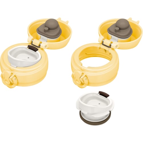 Thermos Vacuum Insulated Portable Mug, 500ml, Cream Yellow, with Detachable Spout for Easy Cleaning, Lightweight, One-Touch Opening, Stainless Steel B