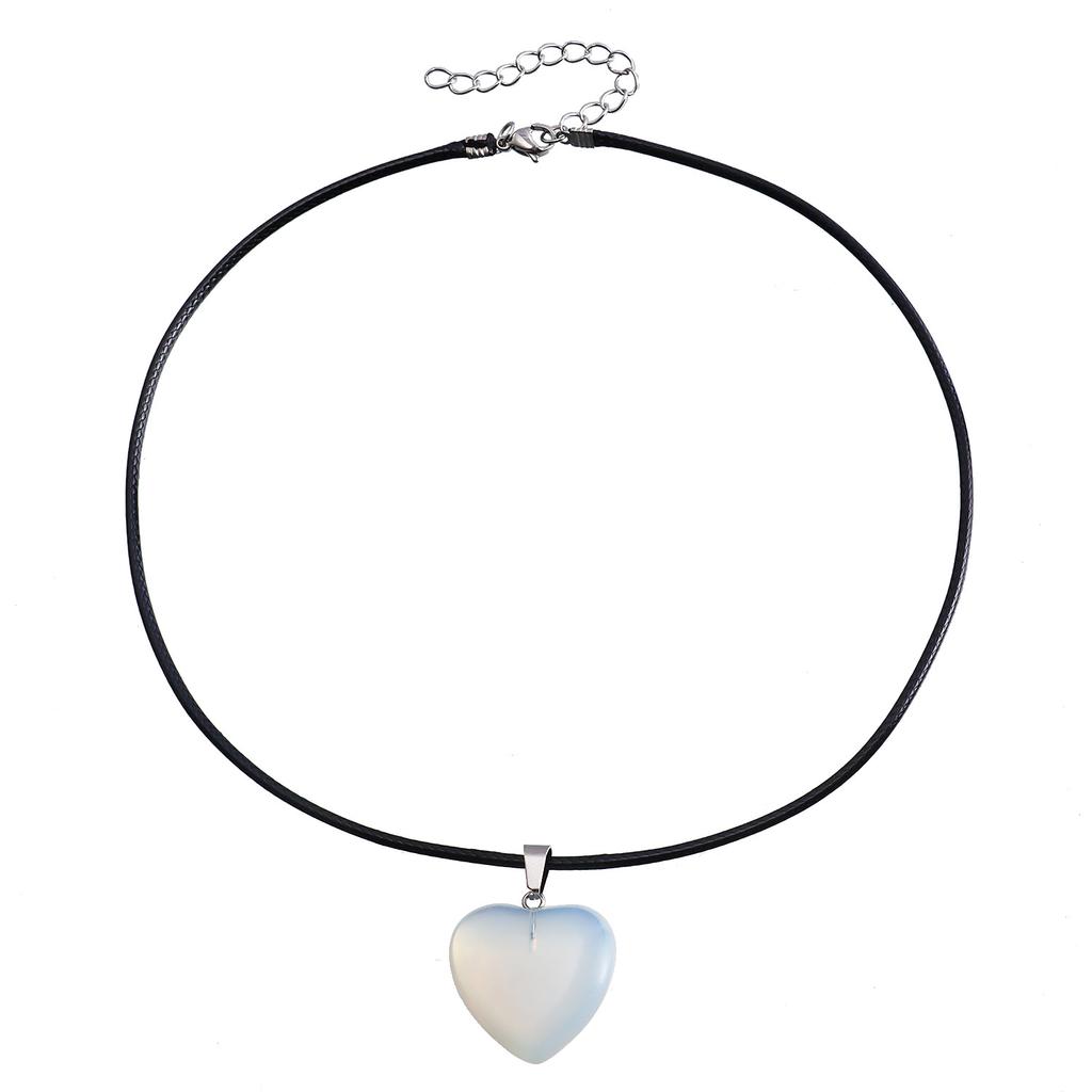 Accessoires Einfache Rote Große Liebe Rindsleder Seil Halskette Französischer Kalter Wind Herz Halskette Damen