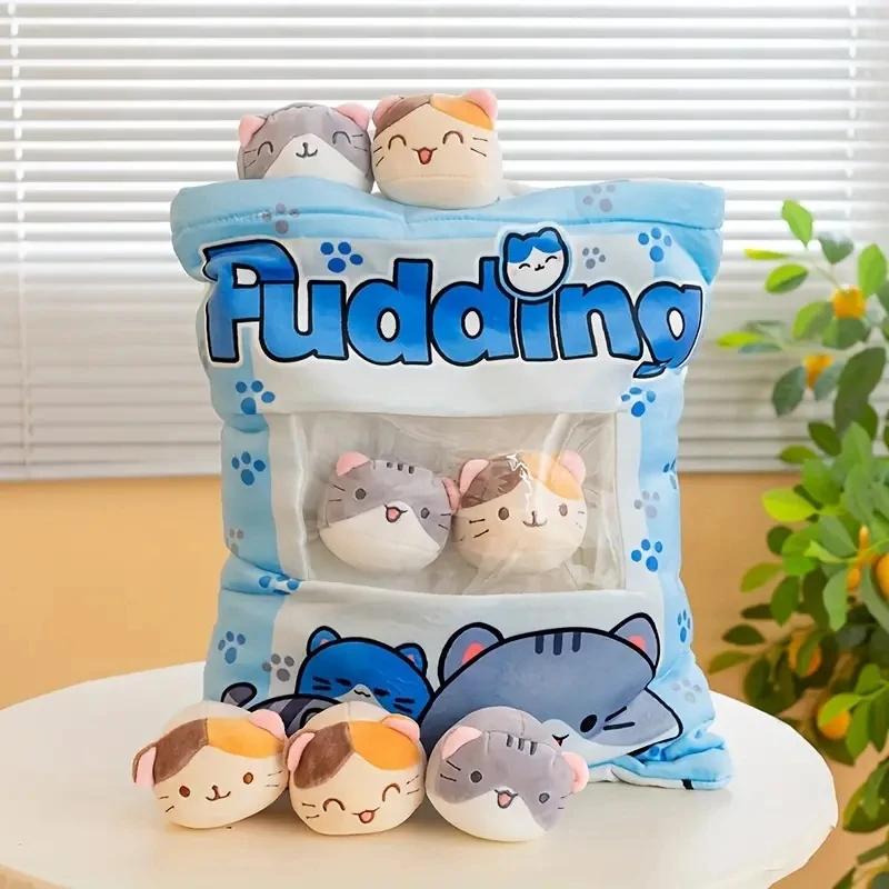 

Милая подушка-закуска с изображением кота и кролика, пудинг, декоративная, набитая мини-животными, куклами-кошками, пудинг, плюшевая игрушка, каваи, плюшевая подушка, подарки 35x45cm