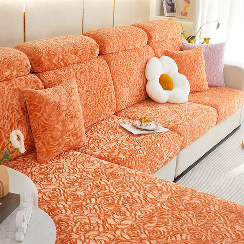 Husă pentru canapea, catifea trandafir, îngroșată, anti-alunecare, pluș, ultra-moale, husă pentru canapea pentru colț, 1/2/3/4 locuri Protector de mobilier