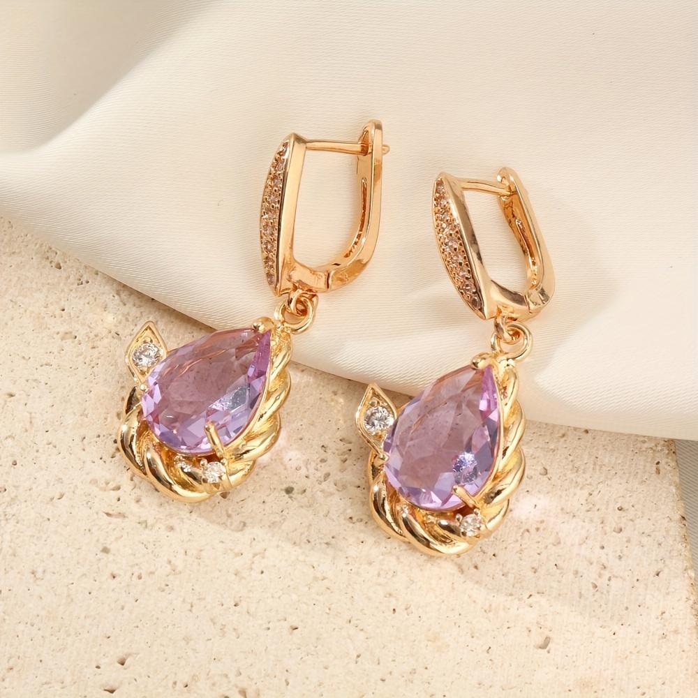 

Fashion Water Drop Shape Dangle Earrings for Women 2025 New Personality Drop Earring Wedding Party Jewelry Accessories фиолетовый