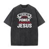 Vintage Washed Black Streetwear T-Shirt "Power in the Name of Jesus" Graphic Tee