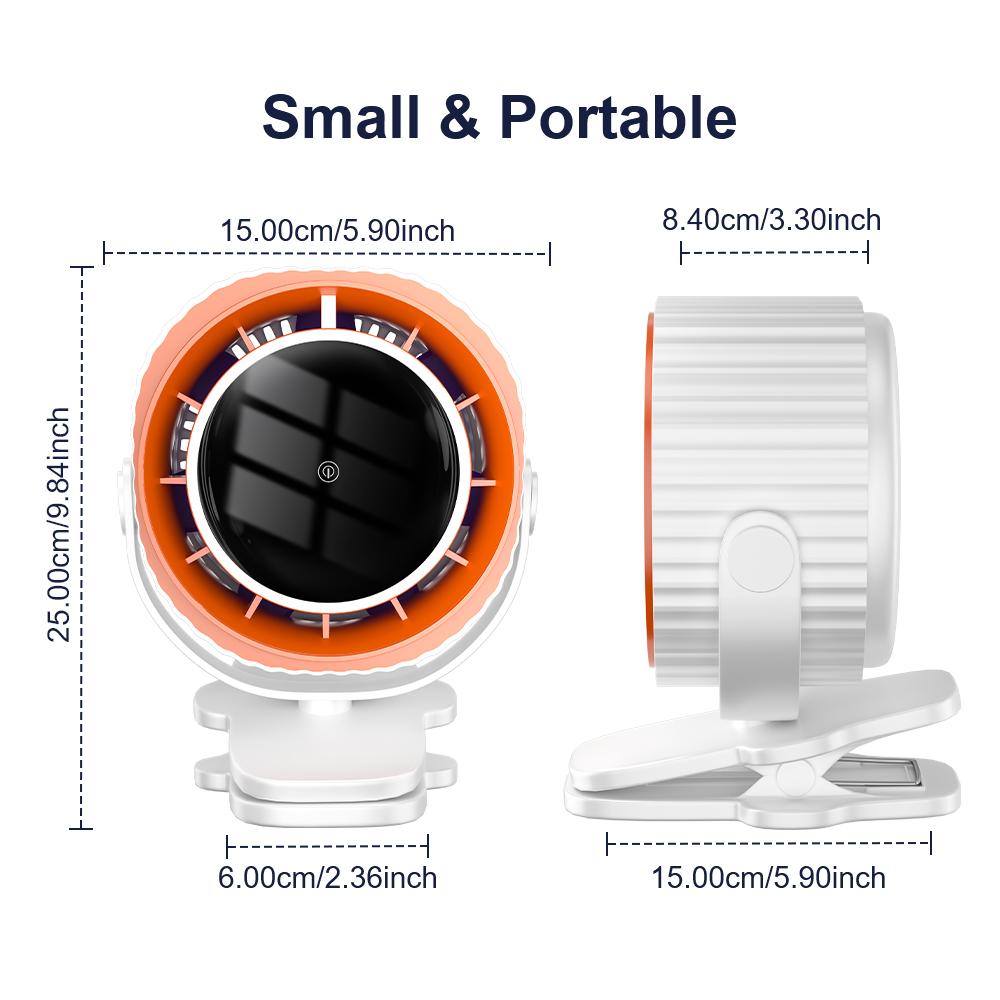 Strong Air Flow Cooling Fan Small Desktop Fan With Clip Office Fan Super Silent USB Charging Outdoor with 4-speed Strong Air Flow