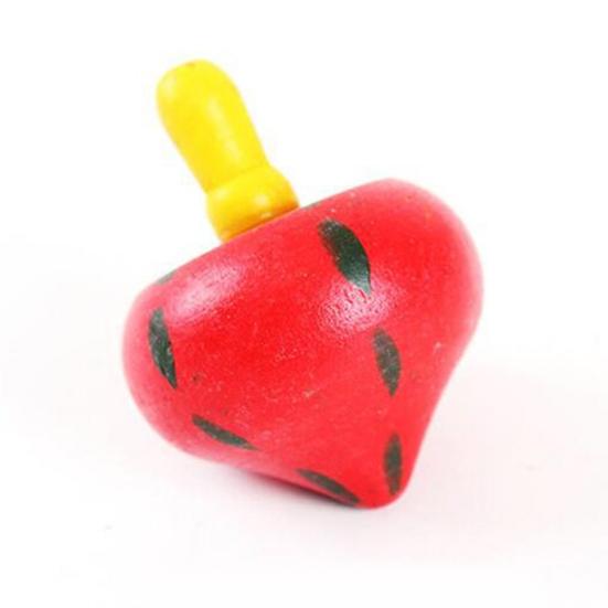 Heart Fruit Shaped Funny Wooden Gyro Peg-Top Spinning Top Kid Educational Toy