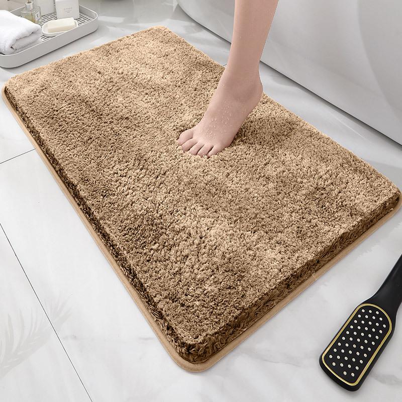 Modern Minimalist Solid Color Floor Mat, Square Long Plush, Thickened Absorbent Carpet, Bathroom Door Mat, Non Slip Mat